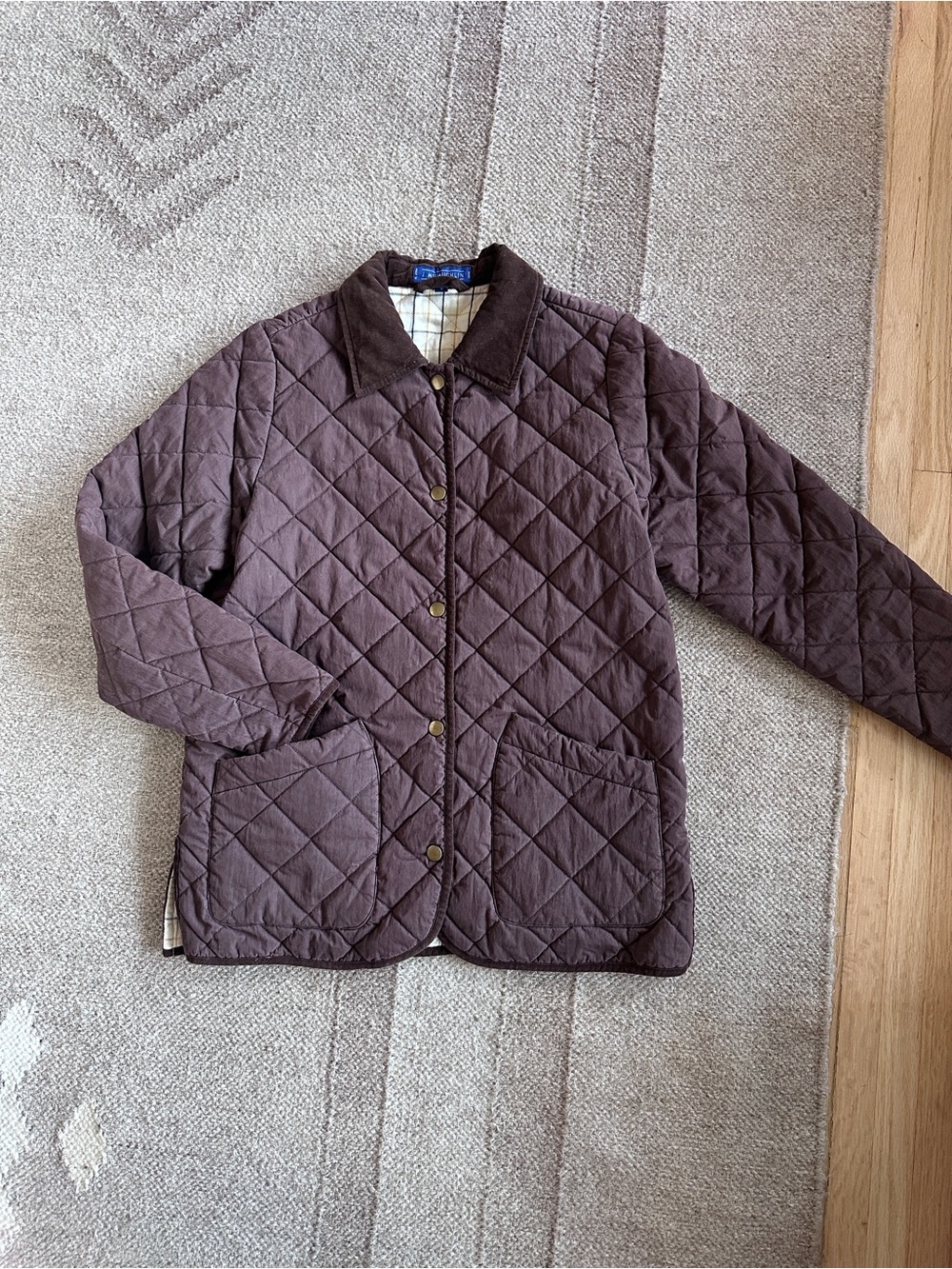 J.McLaughlin Brown Quilted Barn Jacket Corduroy Collar Women’s Small